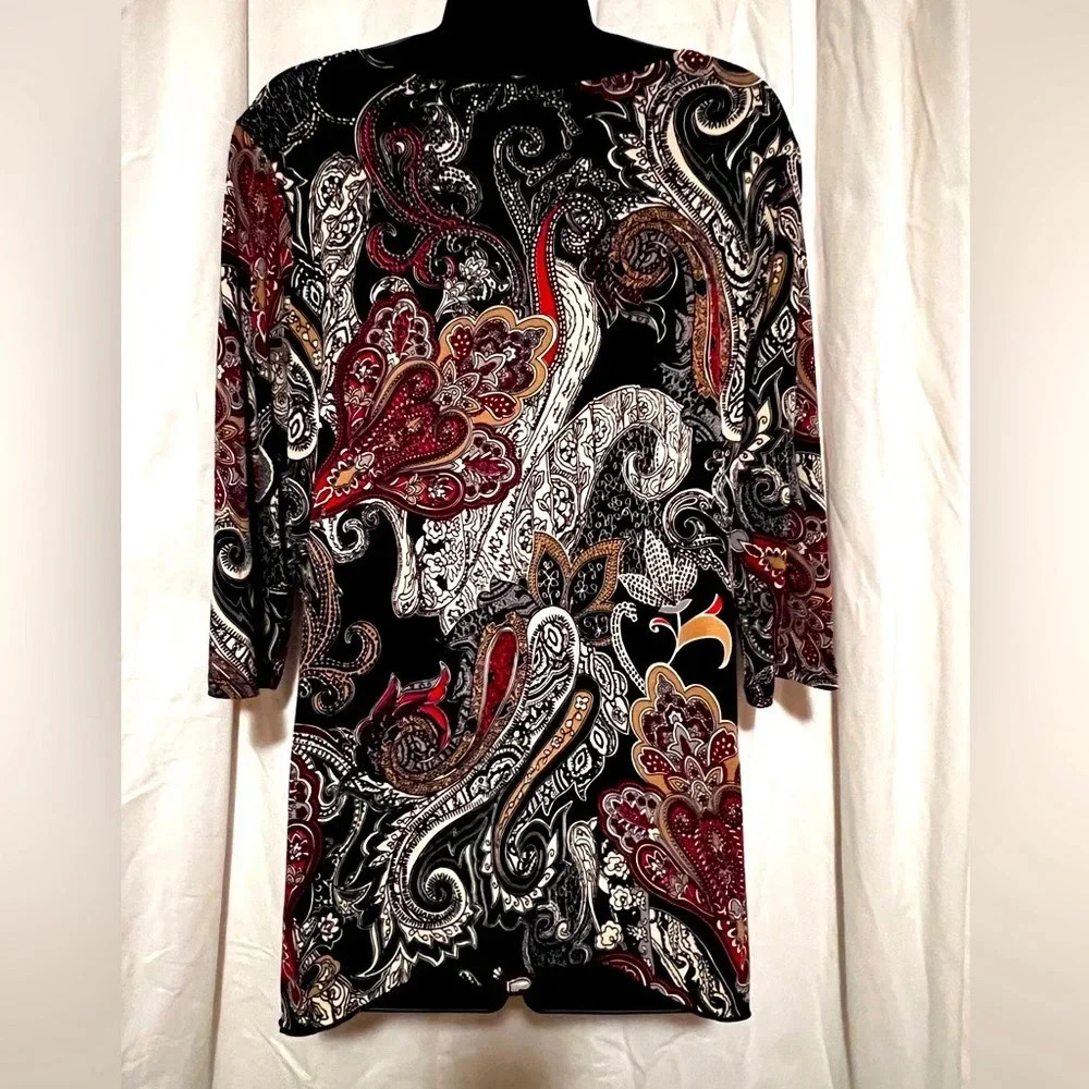 Dress Barn Woman‎ Embellished Tunic Length Top 3/4 Sleeve Womens Sz L EUC - Picture 4 of 5